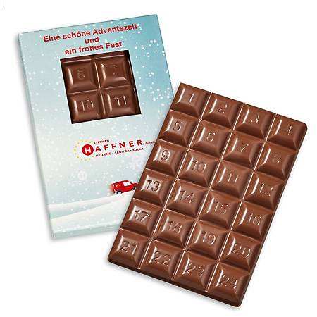 Tablette de chocolat de l’Avent 1-24 en pochette carton