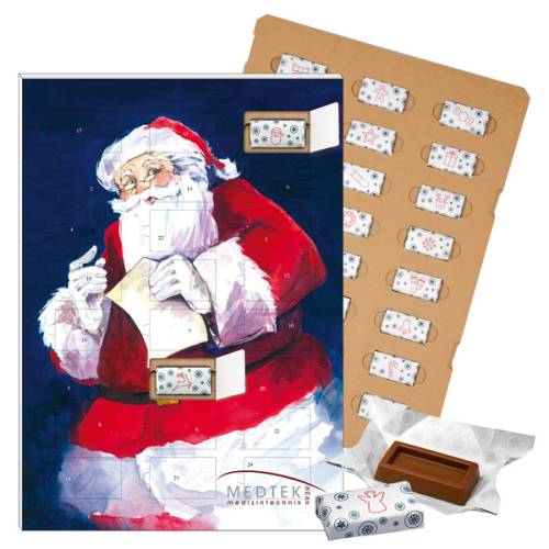 Calendrier de l’Avent ECO « Père Noël » garni de carrés de chocolat