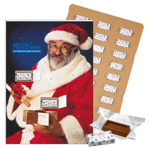Calendrier de l’Avent ECO « Papa Noël » garni de carrés de chocolat