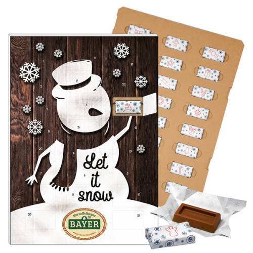 Calendrier de l’Avent ECO « Let it snow » garni de carrés de chocolat