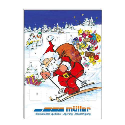 Calendrier de l’Avent au chocolat classique « Père Noël skieur »