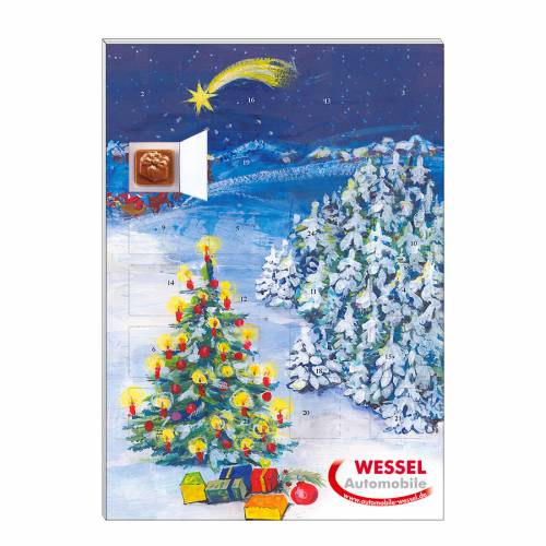 Calendrier de l’Avent au chocolat classique « Paysage de Noël »